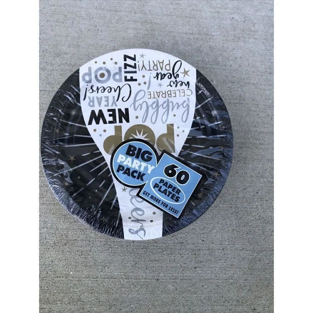 New Year’s Holiday Cocktail Party Bulk 7" Paper Plates 60ct.
